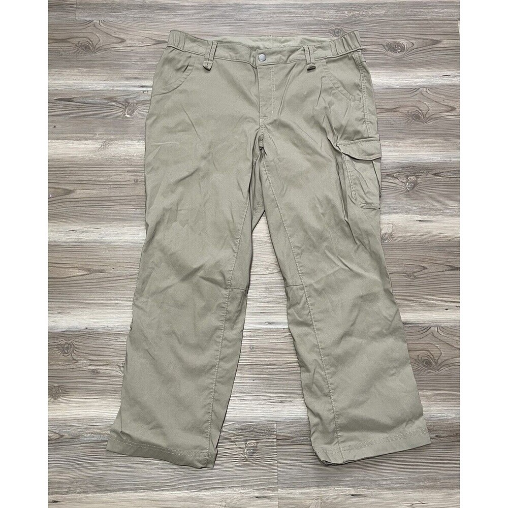 Duluth Trading Company Womens Size 14 Tan Nylon Hiking Stretch Pant Roll Tab Leg